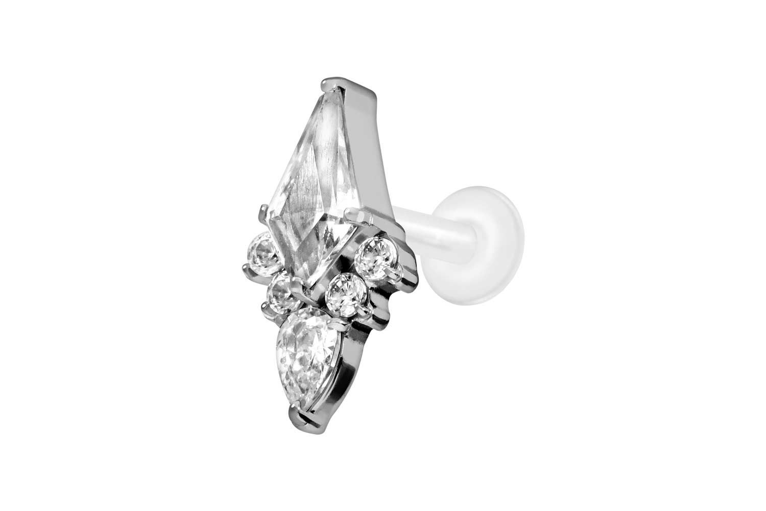 PTFE Labret Piercing mit Innengewinde + Titan-Aufsatz KRISTALLSCHILD
